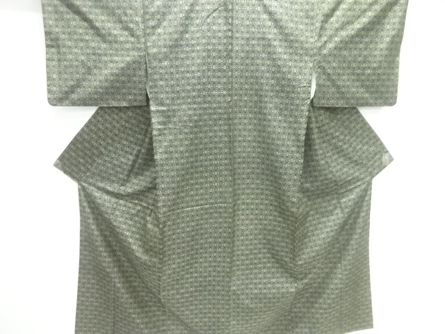 アンティーク　花模様織出し手織り紬着物